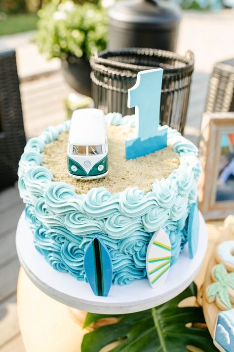 Ideas For 1st Birthday, Surf Birthday Party, Wave Cake, Surf Birthday, Boys First Birthday Party Ideas, Boys 1st Birthday Party Ideas, Baby Boy 1st Birthday Party, Beach Birthday Party, Ocean Birthday