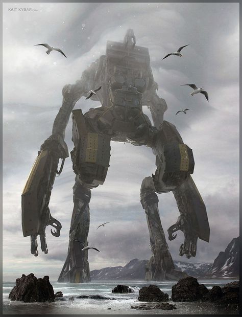 Giant Mecha Concept Art Landscape, Sci Fi Character Design, Futuristic Robot, Shadow Of The Colossus, Arte Robot, 다크 판타지, Giant Robots, Robot Art, Science Fiction Art