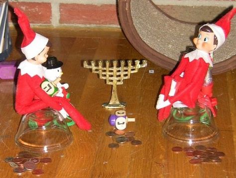 Elf on the shelf celebrates Hanukkah!!! Elf On The Shelf Hanukkah Ideas, Hanukkah Ideas, Awesome Elf On The Shelf Ideas, Shelf Ideas, On The Shelf, Elf On The Shelf, Hanukkah, Eos, Elf