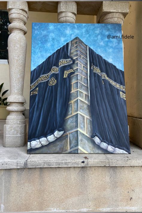 Kaabah mekka makkah hajj Acrylic painting by @ami.fidele Ghilaf E Kaaba Painting, Kabah Painting Canvas, Kaba Sharif Painting On Canvas, Kaabah Makkah Painting, Painting Ideas Islamic, Makkah Art, Makkah Painting, Kaaba Drawing, Kabah Painting