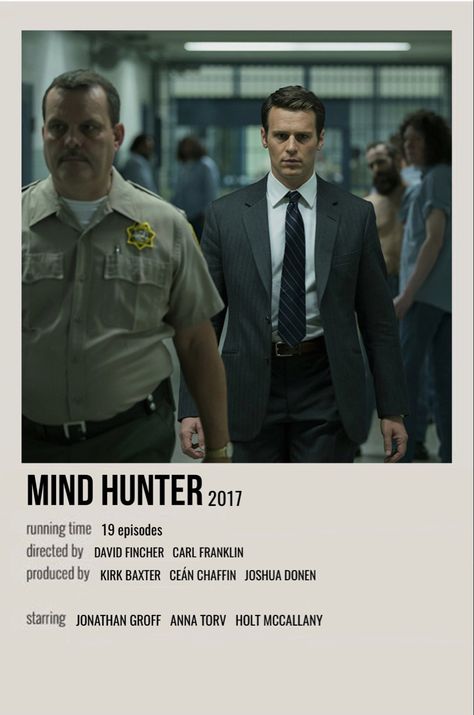 Mind Hunter Poster, Fall Watchlist, Mind Hunter, Polaroid Movie Poster, Series Posters, Film Journal, Jonathan Groff, Posters Minimalist, Comfort Movies