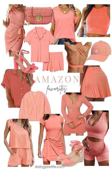 Coral Pink Amazon Fashion Finds - Peachy Women's Clothes Warm Spring Color Palette, Found It On Amazon, Peach Clothes, Coral Outfit, Trending Looks, Coral Fashion, Pink Amazon, Amazon Fashion Finds, Happy Woman Day