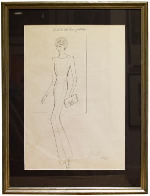 Original Concept drawing for an outfit designed by Yuki for HRH The Princess of Wales by DIANA, PRINCESS OF WALES (1961-1997), and YUKI (born Gnyuki Torimaru): Studio Yuki, 1986 Signed by Author(s) - Adrian Harrington Ltd, PBFA, ABA, ILAB Gnyuki Torimaru, New York In June, Princess Diana Dresses, Concept Drawing, Concept Draw, Dinner Host, Diana Princess Of Wales, Diana Princess, Diana Spencer