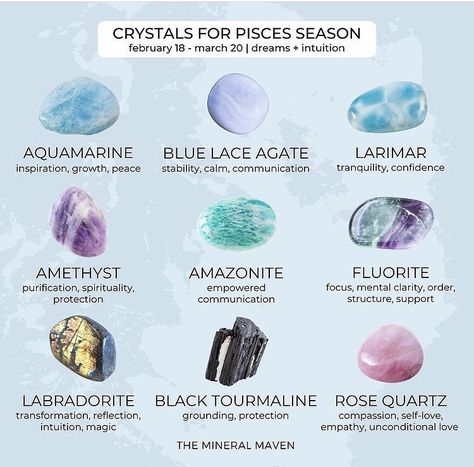 #pisces #piscesseason #crystals #piscescrystals #zodiac #astrology Crystals For Pisces, Inner Awakening, Teen Witch, Zodiac Signs Pisces, Crystal Guide, Zodiac Stones, Crystals Healing Properties, Spiritual Crystals, Herbal Magic