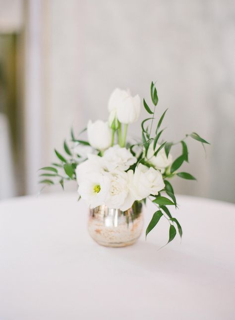 Petite Floral Arrangements, Small White Centerpieces Wedding, Small Cocktail Table Centerpieces, Bud Arrangements, French Backdrop, Cocktail Table Flowers, Cocktail Arrangements, Wedding Bucket List, Cocktail Table Centerpieces