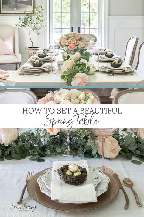 Easter and Mother's day is approaching; learn how to set the most amazing tablescape. My friends and I have gotten together to share our besti ideas and tips on how to set the perfect table. Learn how to use faux flowers, soft color pallete, and fresh flowers to create the ultimate look. Here you'll find resources that we use to create amazing tablescapes that won't break the bank! Visit the link in our profile for more tablescape ideas. Spring Farm Table Decor, Spring Island Centerpiece, Elegant Spring Celebration Sets, Placemat Settings For Flower Jars, Pastel Flowers Table Setting, Place Settings Everyday, Fresh Flower Market, White Linen Napkins, Table Garland