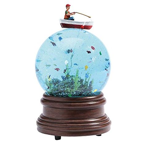 Funny Fisherman Glittering Glass Water Globe Glitter Water, Globe Gift, Water Ball, I Love Snow, Glitter Glasses, Water Globes, Weird Gifts, Boat Fishing, Christmas Snow Globes