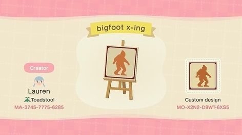 ac:nh❣️Lauren on Instagram: “Bigfoot Crossing signs for your island. 🌿👣” Acnh Bigfoot, Animal Crossing New Leaf, Crossing Sign, Acnh Design, Acnh Inspo, Animal Crossing Game, Animal Crossing Qr, New Leaf, Animal Crossing