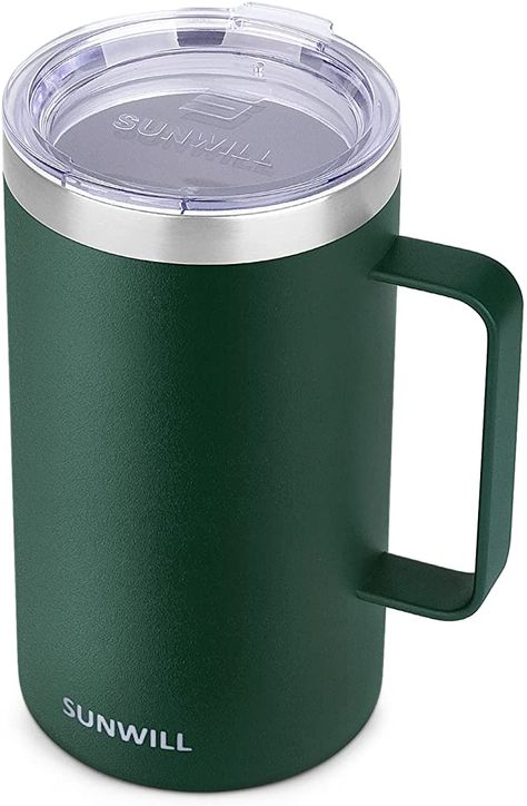 Dark Teal Mug, Camping Mugs Walmart, Camping Mugs Green, Green Coffee Mugs, Thermal Cup, Mug With Lid, Enamel Camping Mugs, Blue Coffee, Insulated Coffee Mugs