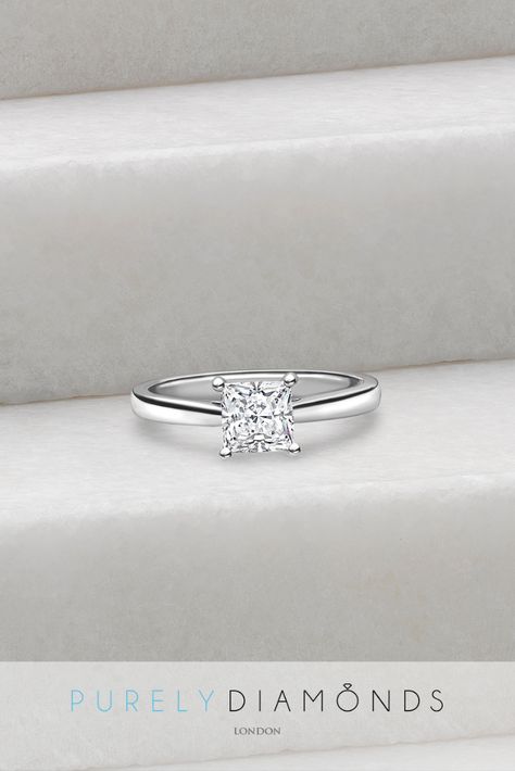 Classic Princess Cut Engagement Ring, Square Simple Engagement Rings, Princess Cut Engagement Ring Simple, Square Cut Engagement Rings Simple, Platinum Diamond Rings Women, Square Engagement Rings Princess Cut, Engagement Rings Simple Square, Square Engagement Rings Simple, Princess Cut Single Diamond Ring