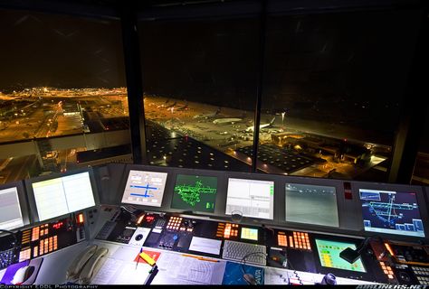 Air Traffic Control tower at night Air Traffic Controller Aesthetic, Aviation Aesthetic, Airport Control Tower, Virtual City, Aviation Education, Control Tower, Airplane Wallpaper, Pilots Aviation, Aviation World