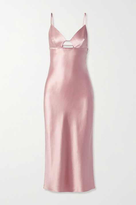 Folds Reference, Me Neither, Satin Midi Dress, Pink Midi Dress, Designer Dress, Designer Gowns, Cutout Dress, Pink Silk, Ball Dresses