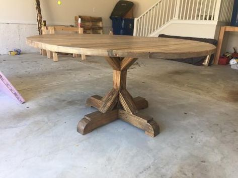 Diy Table Base, Diy Round Table, Diy Round Dining Table, 60 Inch Round Dining Table, Oval Kitchen Table, Fall Dining Room Table, Large Round Dining Table, Round Dining Tables, Wooden Kitchen Table