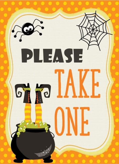 Free Printable "Please Take One" Halloween Sign | 6 Designs Please Take One Sign Printable Free, Halloween Take One Sign, Halloween Candy Signs Take One, Please Take One Sign Halloween, Allergy Friendly Halloween Treats, Allergy Friendly Halloween, Please Take One Sign, Take One Sign, Addison Coloring