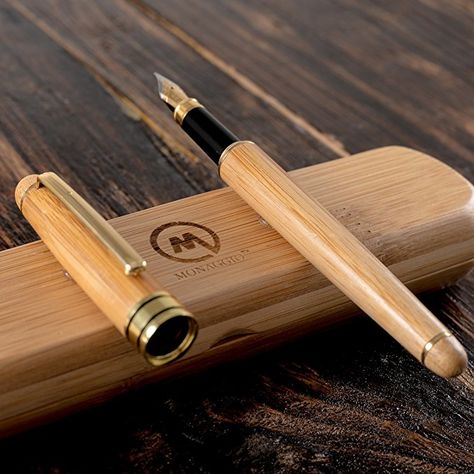 Fountain Pen Set Fine to Medium Nib Original Bamboo Wood With Eco Case and Converter Vintage Antique Drawing Writing Journal Calligraphy Pens For Refillable Ink Cartridges Gift For Women Men On Sale Journal Calligraphy, Antique Calligraphy, Journal Pens, Antique Drawing, Bamboo Fountain, Calligraphy Pen Set, Bamboo Shop, Trending Christmas Gifts, Calligraphy Drawing