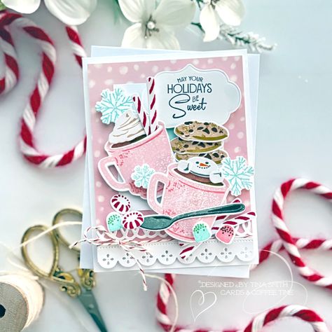 Papertrey Ink – Sweet Holiday | Cards and Coffee Time Food Stamp Card, Sweet Christmas Card, Papertrey Ink Cards, Cocoa Christmas, Chocolate Mugs, Holiday Stamping, Sweet Christmas, Papertrey Ink, Paper Hearts