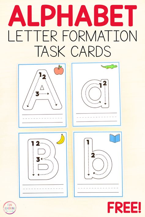 Alphabet Letter Tracing Task Cards Letter Tracing Activities, Letter S Activities, Letter Tracing Printables, Free Alphabet Printables, Pre Writing Practice, Tracing Activities, Alphabet Centers, Alphabet Writing Practice, Handwriting Lines