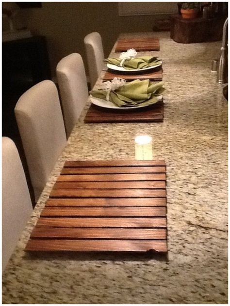 Wooden Placemats, Wood Placemats, Dinner Place, Diy Placemats, Rustic Table Setting, Stationary Storage, Dinner Places, Shabby Chic Design, Dining Table Mats