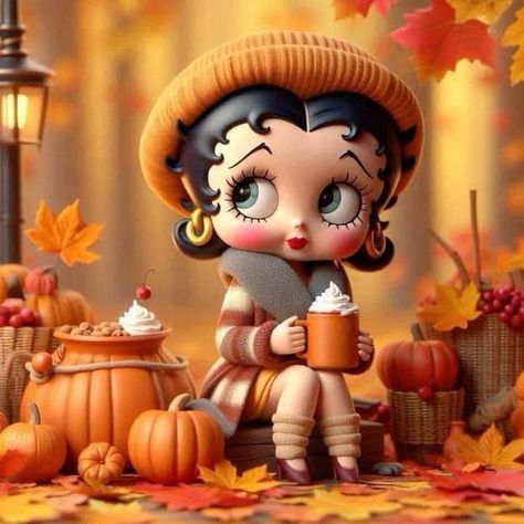 Fall Betty Boop, The Real Betty Boop, St Patricks Day Cards, 2024 Board, Betty Boop Classic, Fall Wallpapers, Hi Hello, Thanksgiving Wallpaper, Fall Images