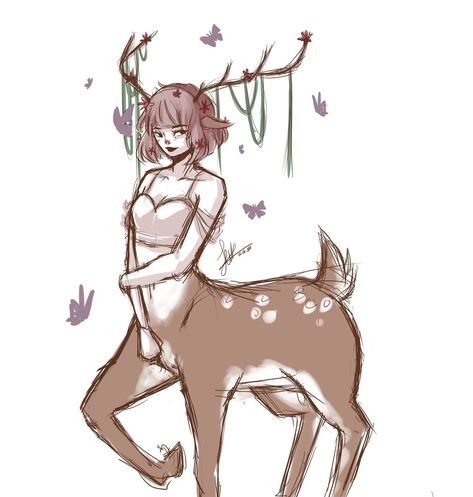 Deer Centaur Character Design, Deer People Art, Deer Centaur Oc, Deer Person Character, Deer Humanoid, Centaur Deer, Centaur Sketch, Deer Character Design, Deer Centaur