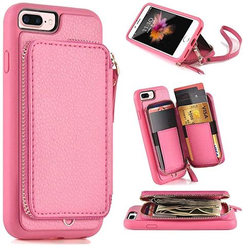 Amazon.com: iPhone 8 Plus Wallet Case,iPhone 7 Plus Wallet Case,5.5 inch, Leather Wallet Case with Credit Card Holder Slot Zipper Wallet Pocket Purse, Protective Cover for Apple iPhone 8 Plus/7 Plus - Rose Leather Iphone Wallet, Aluminum Wallet, Iphone Leather, Unique Wallets, Credit Card Holder Wallet, Leather Clutch Wallet, Barbie Stuff, Leather Wallet Case, Minimalist Wallet