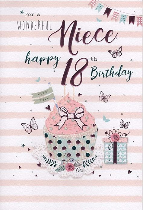 Special Niece 18th Birthday Birthday Card : Amazon.co.uk: DIY & Tools Cupcakes With Glitter, Diy 18th Birthday Gifts, Niece Birthday Card, Niece Birthday Wishes, Birthday Wishes Greeting Cards, Happy Birthday Niece, 18th Birthday Card, Birthday Cards For Niece, Happy 18th Birthday