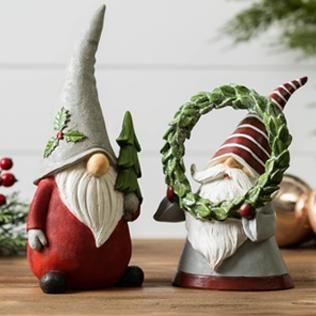 Holiday Gnome with Wreath Melrose Grey Color Scheme, Christmas Central, Resin Sculpture, Christmas Figurines, Christmas Display, Nutcracker Christmas, Holiday Home Decor, Christmas Gnome, Red And Grey