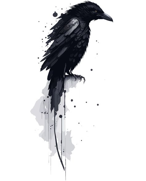 It's a Beautiful Digital Art of Crow Ink Painting, Checkout Our Store And get 20% Discount on Every Product Native American Crow Tattoo, Bae Tattoo, Crow Tattoos, Cat Graphic Art, Crow Images, Crows Drawing, Crow Tattoo Design, Cat Tatto, Ideas For Painting