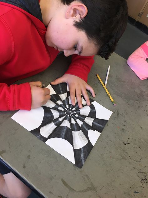 OP ART -“3D PAPER CONE DRAWINGS”–5TH GRADE! – Art with Mrs Filmore 5th Grade Art Lessons, Best Drawing For Kids, Op Art Lessons, Classe D'art, Art Projects For Teens, Art Projects For Adults, 6th Grade Art, Toddler Art Projects, 4th Grade Art