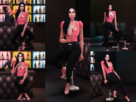 The Sims Resource: Barstool Poses II by KatVerseCC • Sims 4 Downloads Barstool Poses, Sims Stories, Sims 4 Black Hair, The Sims 4 Pc, Sims 4 Clutter, Sims 4 Game Mods, Sims 4 Dresses, Sims Community, Sims 4 Game