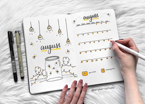 What's your bullet journal theme for August? ✨ • My August plan with me video is now live on my YouTube channel! The link is in my bio 💖… Bullet Journal Monthly Calendar, August Bullet Journal, Calendar Doodles, Bullet Journal August, Bullet Journal Contents, August Themes, Bullet Journal Monthly Spread, August Calendar, Bullet Journal 2019