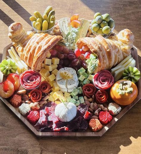 Charcuterie Boards, Grazing Trays, Snack Platters, Meat, Cheese, and Beyond | My puff pastry cornucopia charcuterie | Facebook Cornucopia Charcuterie, Snack Platters, Quilt Jackets, Holiday Charcuterie, Board Night, Snack Platter, Cheese Tray, Food Board, Fall Party