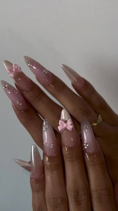 Korean Nail Art Aesthetic Almond, Korean Acrylic Nails, Gentle Nails, Nice Nail Designs, Prom Nail Inspo, Better Nails, Neutral Nails Acrylic, Beige Nails Design, Nail Art Aesthetic