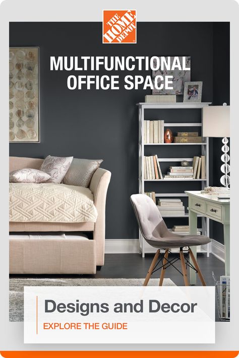 Creating a space in your home that works as hard as you do takes a bit of inspiration, the right-sized furniture and practical decor. Use this guide to identify areas in your house that can be transformed into a home office. Tap now to organizational tips and the perfect decor—all from The Home Depot. ​ Small Home Office Inspiration, Small Closet Hacks, Practical Decor, Living Room Designs India, Work From Home Space, Create A Home Office, Stylish Office Chairs, Guest Bedroom/office, Fun Desk