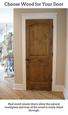 Wooden Doors. Solid Interior Doors Arched Panel, Wood Stained Interior Doors With White Trim, Light Stained Doors, Dark Wood Doors With Light Wood Floors, Dark Trim With Light Wood Floors, Wood Stain Doors Interior, Farmhouse Internal Doors, Stained Doors Interior, White Trim Stained Doors