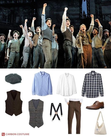 Newsies Costume | Carbon Costume | DIY Dress-Up Guides for Cosplay & Halloween Newsies The Musical, Newsies Outfit, Broadway Show Outfit, Broadway Musicals Costumes, Newsies Costume, Annie Musical, Theatre Education, Jack Kelly, Broadway Costumes