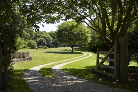 scott-mitchell-bridgehampton-landscape-garden-driveway-gate-gardenista Driveway Entrance Landscaping, Scott Mitchell, Garden Driveway, Dock House, 40 Acres, Garden Works, Driveway Entrance, Driveway Design, Long Driveways