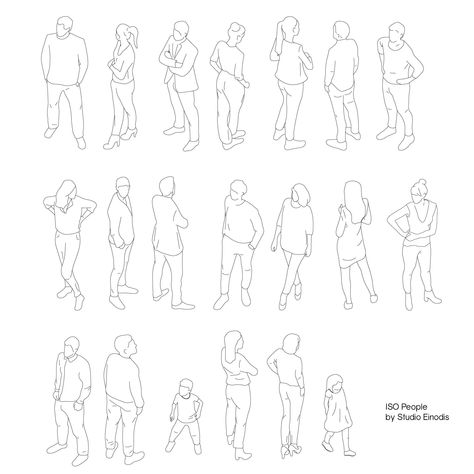 People Line Drawing Architecture, Isometric People Illustration, Isometric People Architecture, People Illustration Architecture, Architecture Vector Illustration, Human Png Architecture, People Png Architecture, Axonometric People, Silhouette Of People