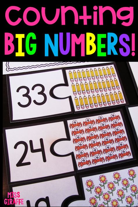 Counting big numbers is so fun with these easy activities and teaching ideas to help kids count objects all the way to 100... these games make it so accessible for them and it is adorable how proud they get counting so high! First Grade Counting Activities, Counting To 40 Activities, Counting To 100 Activities, Counting Collections, Math Counting Activities, Number Activities Preschool, Building Number Sense, Counting Activities Preschool, Numeracy Activities