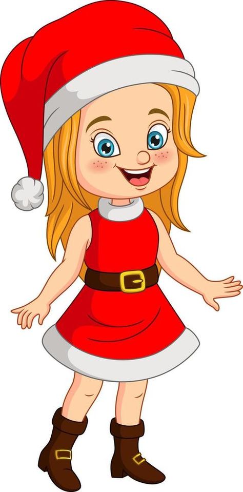 Santa Claus Girls, Santa Girl, Santa Claus Costume, Girl Clipart, Girls Wear, Girl Cartoon, Santa Claus, Vector Art, Mario Characters