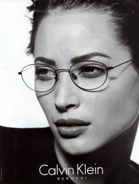 Calvin Klein Ads, Eyewear Ad, Calvin Klein Glasses, 90s Glasses, Eyewear Campaign, 90s Supermodels, Vintage Calvin Klein, Stylish Glasses, Christy Turlington