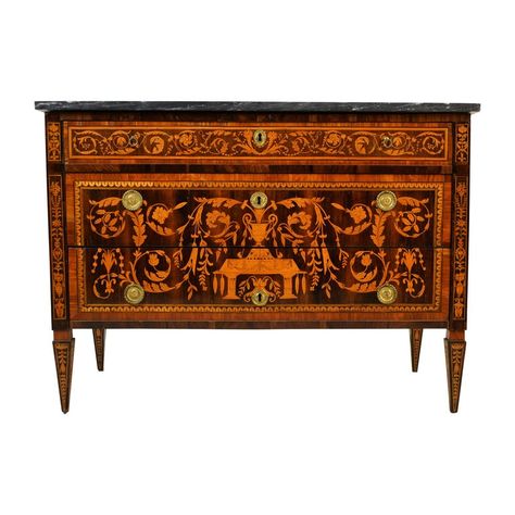 Neoclassical Furniture, Inverted Pyramid, Wood Chest Of Drawers, Neoclassical Design, Genoa Italy, Inlaid Wood, Commode Chest, Wood Chest, Cabinet Making