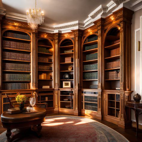 Library Bookshelves Aesthetic, Colonial Library, Bookshelves Aesthetic, Cozy Home Library, Interrior Design, Home Library Rooms, Paneled Library, Library Bookshelves, Home Library Design