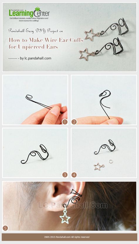 Pandahall Easy DIY Project on How to Make Wire Ear Cuffs for Unpierced Ears Ear Cuff Tutorial, Ear Cuff Diy, Cincin Diy, Cuffs Diy, Wire Ear Cuffs, Diy Jewelry To Sell, Moon Designs, Wire Diy, Bijoux Fil Aluminium