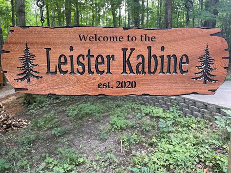 Leister Kabine: Our cozy cabin in the woods - Cabins for Rent in Bellaire, Michigan, United States Camping Signs Personalized, Campsite Signs, Dates Tree, Camper Signs, Home Wooden Signs, Cabin Signs, Hunting Cabin, Carved Signs, Camping Signs