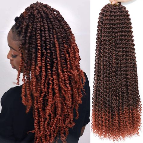 Copper Red Passion Twists, Hair Copper Red, Crochet Hair Curly, Curly Braiding Hair, Passion Twist Crochet, Passion Twist Hair, Water Wave Crochet, Spring Twist Hair, Wave Crochet