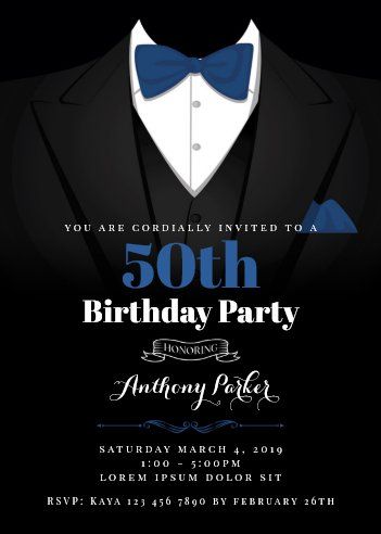 Classic Birthday Party, Birthday Party Invitation Card, Mens Day, Classic Birthday, Adult Birthday Invitations, Men's Day, 50th Birthday Party, Day Party, Birthday Party Invitation