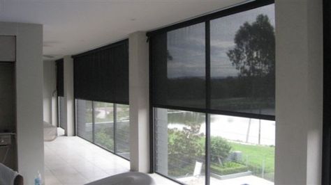 Modern Roller Blinds, Wooden Window Blinds, Black Blinds, Bali Blinds, Cheap Blinds, Custom Window Blinds, Living Room Blinds, Minimalist Living Room Design, Sliding Door Blinds