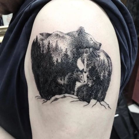 12+ Best Bear Family Tattoo Designs - Page 3 of 3 - PetPress Baby Bear Tattoo, Watercolor Bears, Bear Paw Tattoos, Texas Tattoo, Family Tattoos For Men, Mother Son Tattoos, Realistisches Tattoo, Cubs Tattoo, Bear Tattoo Designs