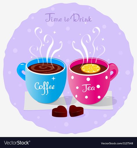 Two Cups Of Coffee, Tea Time Illustration, Time Illustration, Party Vector, Cups Of Coffee, Printable Patterns, Coffee Addict, Crafts To Do, Stone Painting